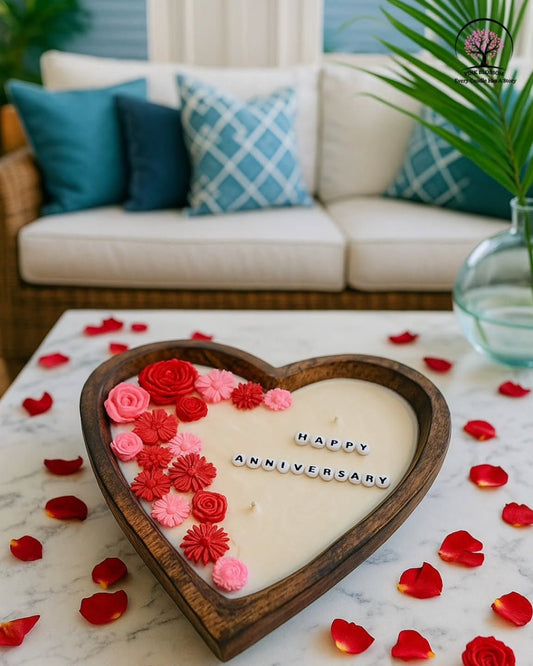 Heart Shaped Wooden Candle